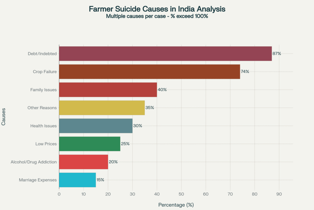 Major Contributing Factors to Farmer Suicides in India Based on Research Studies
